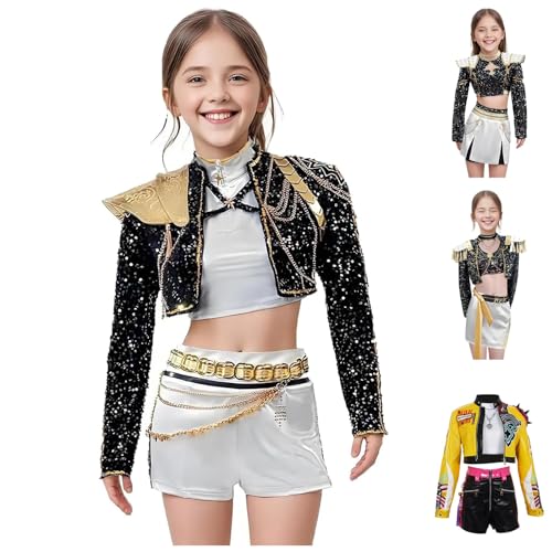 Generisch 𝙆𝙥𝙤𝙥 Demon Cosplay Kinder, Rumi Mira Zoey K Pop Cosplay Rollenspiel Uniform Komplettes Set Halloween Party Karneval Outfits für Frauen 120 von Generisch