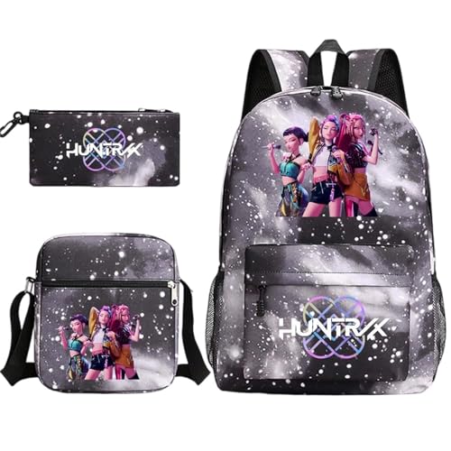 Generisch 𝙆𝙥𝙤𝙥 𝘿𝙚𝙢𝙤𝙣 𝙃𝙪𝙣𝙩𝙚𝙧𝙨 Schultaschen Huntrix K-Pop Dämonenjäger Rucksack Schultaschen Anime-Filmcharakter Prints wasserdichte tragbare Schultasche Rucksack für Jungen Mädchen von Generisch