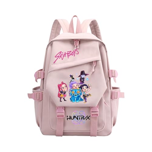 Generisch 𝐊𝐩𝐨𝐩 𝐃𝐞𝐦𝐨𝐧 𝐇𝐮𝐧𝐭𝐞𝐫𝐬 Schultaschen Kpop Dämonenjäger Rucksack Anime Filmcharakter Prints Wasserdichte tragbare Schultasche Rucksack für Jungen Mädchen von Generisch