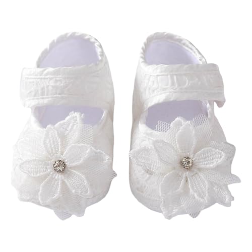 Generisch Krabbelschuhe Lauflernschuhe Jungen Mädchen Infant Weiß Babyschuhe Modisches Muster Niedliche Blumendekoration Hakenschlaufe Leichte Wanderschuhe Jungen Schuhe (White-A, 18 Infant) von Generisch