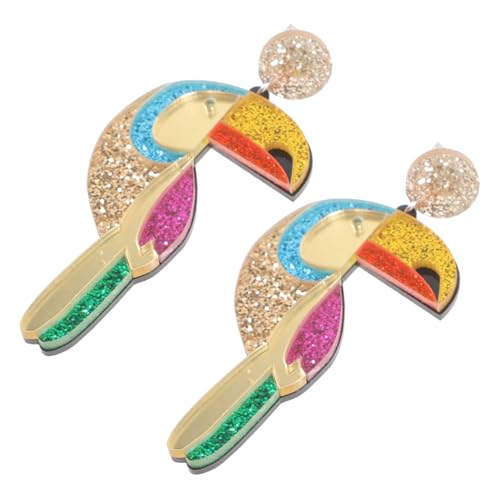 Generisch Kreative Parrot Ohrringe mit Glitzer Farbenfrohe und Ohrhänger für Damen Stilvolle Accessoires für Hypoallergen und Hautfreundlich von Generisch