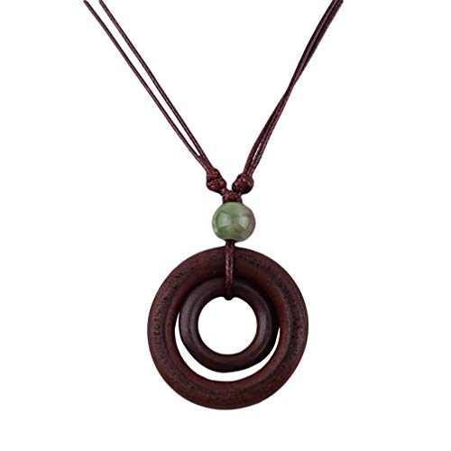 Kreative Träume einfache Doppel-Kreis Anhänger braune Kette handgefertigte Harz Holz Halskette langlebig und nützlich von Generisch