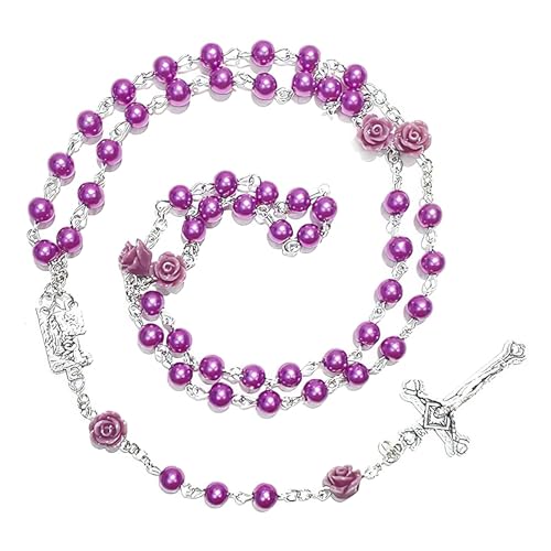 Rosenkranz Halskette Mit Kreuz Für Mädchen Aus Imitationsperlen, Kommunion Geschenke Für Mädchen, Elegantes Rosenkranz Armband Für Gebet Und Andacht Rosenkranz Halskette Mit Kreuz Für Mädchen Aus Imitationsperlen, Kommunion Geschenke Für Mädchen, Elegantes Rosenkranz Armband Für Gebet Und Andacht von Generisch
