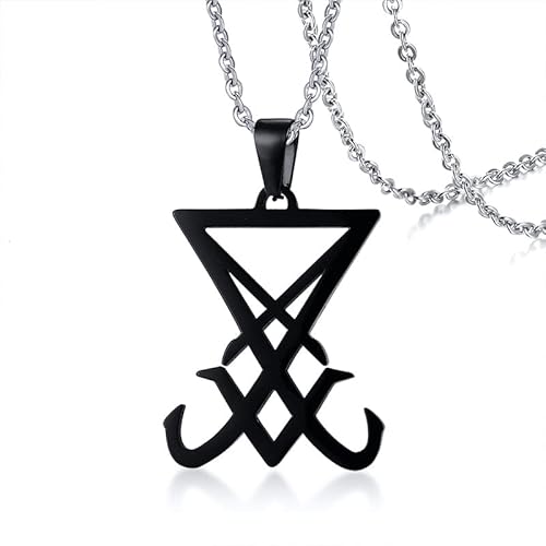 Generisch Kristall Kette,Verstellbare Kette, Exquisite Modische Halskette Mit Anhänger „Sigil Of Lucifer“, Energieschmuck Für Männer Und Frauen, Schwarz von Generisch