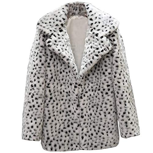 Generisch Kunstfell Mantel Dalmatiner Pelzmantel Damen Kunstfell Kunstpelz Mantel Pelzmantel mit Kapuze Warme Winterjacke Verdickung Verlängerung Plüschmantel Damen Warme Jacke Kunstpelz Pelzmantel von Generisch