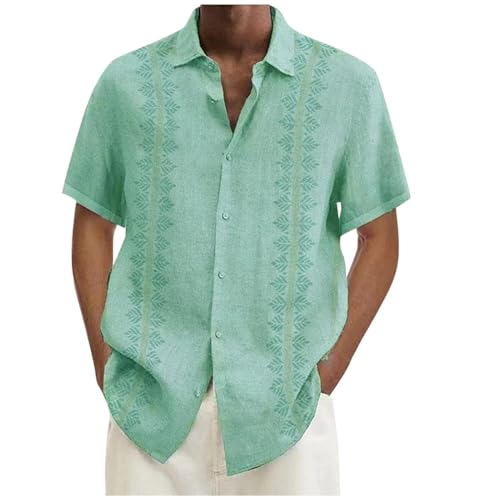 Generisch Kurzarm Herrenhemd Unifarben Sommerhemden Hawaii Freizeithemd Atmungsaktiv Strandhemd Dünn Und Leicht Sporthemd Fitness Oberhemd mit Knopfleiste Hawaiihemd Hochzeithemd Große Größen S-6Xl von Generisch