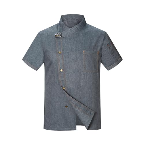 Generisch Kurzarm Kochjacke Herren Kochhemd Baumwolle Kochkleidung Bäckerjacke Professional Chef Uniform Atmungsaktive Mesh Chef-Kleidung Arbeitskleidung für Hotel Catering Chef von Generisch