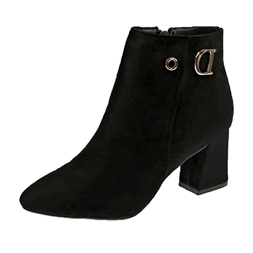 Generisch Kurze Arbeitsstiefel Für Damen,Damenschuhe Boots Seitlicher Reißverschluss,Einfarbig Spitzschuh rutschfeste Kurze Stiefel Atmungsaktive Winterstiefel Schuhe von Generisch