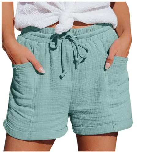Generisch Kurze Hose Damen Shorts Sommer 2025 Mode Lässige Musselin Hose Damen Freizeit Sportshorts Leinen Hose Mit Kordelzug Atmungsaktive Leinenhose Sporthose(Grün,XL Generisch Kurze Hose Damen Shorts Sommer 2025 Mode Lässige Musselin Hose Damen Freizeit Sportshorts Leinen Hose Mit Kordelzug Atmungsaktive Leinenhose Sporthose(Grün,XL von Generisch