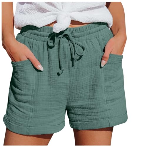 Generisch Kurze Hosen Damen Shorts Sommer Surze Sporthose 2025 Mode Lässige Musselin Kurz Hose Damen Leinen Hose Mit Taschen Kordelzug Stretch Weite Stoffhose Freizeit Sportshorts(Grün,M Generisch Kurze Hosen Damen Shorts Sommer Surze Sporthose 2025 Mode Lässige Musselin Kurz Hose Damen Leinen Hose Mit Taschen Kordelzug Stretch Weite Stoffhose Freizeit Sportshorts(Grün,M von Generisch