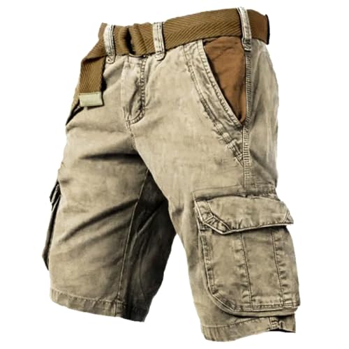 Generisch Kurze Hosen Herren Cargo Shorts Herren Arbeitsshort mit Taschen Wanderhose Baggy Arbeitshose Basic Cargoshorts Outdoor Klassiker Stoffhose Taktische Shorts Retro Jagdhose von Generisch