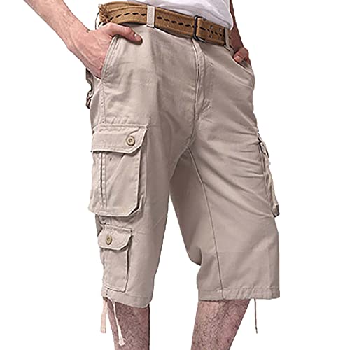 Kurze Hosen Herren Cargo Shorts Sommer Freizeithose Kurze Elastische Taille Chino Shorts Mit 6 Taschen S-XXL Running-3/4-hosen Für Herren Lässiger Sport von Generisch