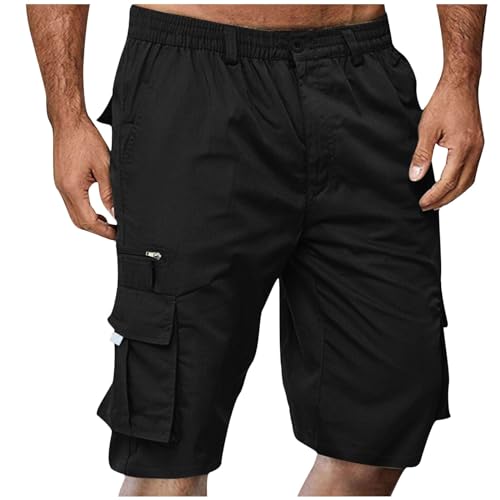 Generisch Kurze Hosen Herren Cargohose Cargo Shorts Sommer Einfarbige Leicht Bermuda Shorts Sommerhose mit Tasche Sportshorts Locker Freizeithosen Laufhose Große Größen Jogginghose von Generisch