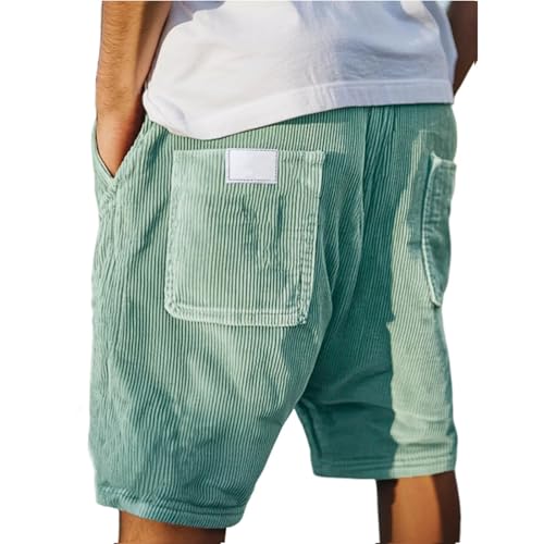 Generisch Kurze Hosen Herren Cord Shorts mit Multi Taschen Freizeithose Elastischem Bund Kurze Cordhose Jogging Bermuda Jogginghose Kurz Sommer Herrenshorts kurz Männer Einfarbiges Sommershorts von Generisch
