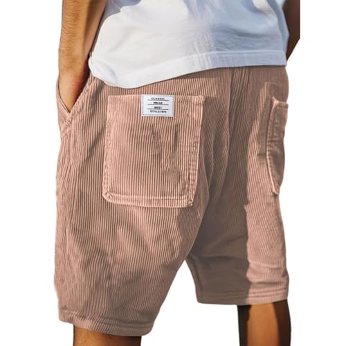 Generisch Kurze Hosen Herren Shorts Sommer Kurz Casual Baggy Cord Shorts Herren Mit Kordelzug Und Elastischem Bund Sweatshorts Lässige Retro Kurze Cordhose Jogging Bermuda Jogginghose Kurz, S-5XL von Generisch