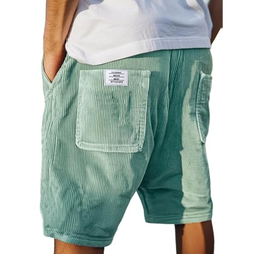Generisch Kurze Hosen Herren Shorts Sommer Kurz Casual Baggy Cord Shorts Herren Mit Kordelzug Und Elastischem Bund Sweatshorts Lässige Retro Kurze Cordhose Jogging Bermuda Jogginghose Kurz, S-5XL von Generisch