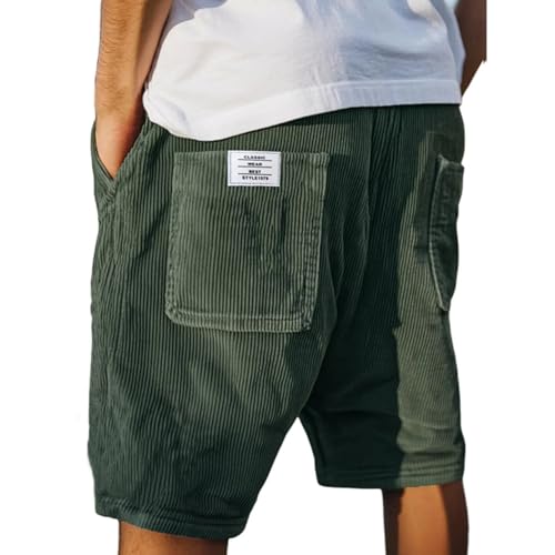 Generisch Kurze Hosen Herren Shorts Sommer Kurz Casual Baggy Cord Shorts Herren Mit Kordelzug Und Elastischem Bund Sweatshorts Lässige Retro Kurze Cordhose Jogging Bermuda Jogginghose Kurz, S-5XL von Generisch