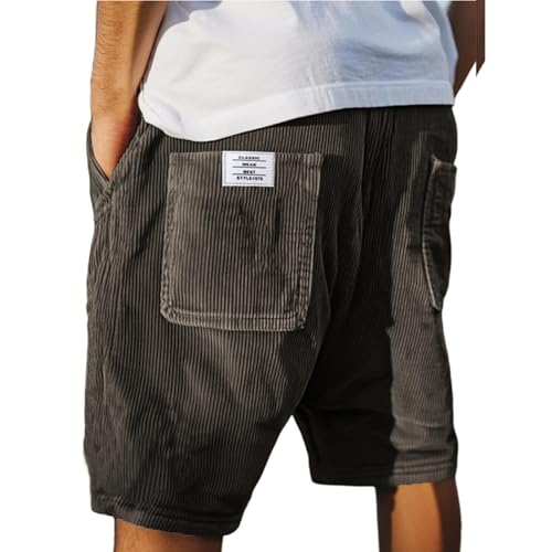 Generisch Kurze Hosen Herren Shorts Sommer Kurz Casual Baggy Cord Shorts Herren Mit Kordelzug Und Elastischem Bund Sweatshorts Lässige Retro Kurze Cordhose Jogging Bermuda Jogginghose Kurz, S-5XL von Generisch