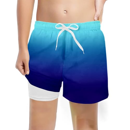 Generisch Kurze Hosen Jungen Sommer Vintage Mode Bermuda Kurz Anzughose Freizeit Shorts Leichte Sommerhose bergroß Sport Freizeithose Teenager Kinder Einfarbig Weich Shorty Blue 14T von Generisch
