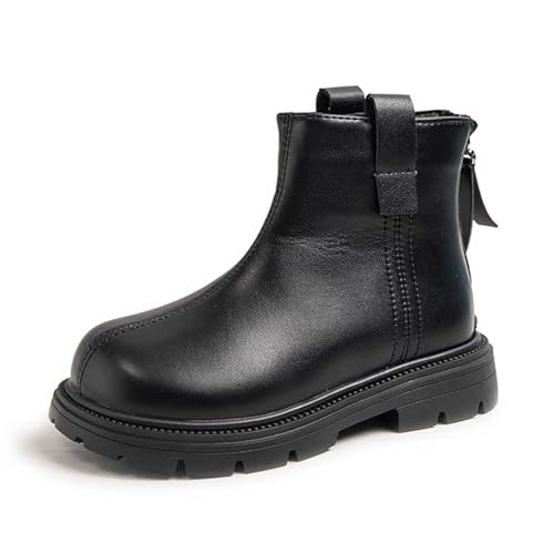 Generisch Kurze Mädchen Stiefeletten für Winter mit Reißverschluss Bequeme Freizeitschuhe Kinder Mädchenmoden (Black, 30 Little Child) von Generisch