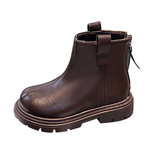 Generisch Kurze Mädchen Stiefeletten für Winter mit Reißverschluss Bequeme Freizeitschuhe Kinder Mädchenmoden (Brown, 27.5 Little Child) von Generisch