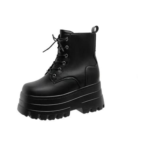 Generisch Kurze Stiefel For Damen, Dicke Sohle, Lässige Stiefeletten, Modische Motorradstiefel, Runde Zehenpartie, Rutschfeste Kurze Stiefel(Black,38 EU) von Generisch
