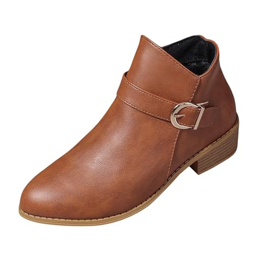 Generisch Kurze Stiefel Für Damen,Große Retro Damenstiefel Spitze Mit Gürtelschnalle Und Quadratischem Absatz,Einfarbig Seitlichem Reißverschluss Slip-On Freizeitschuhe Generisch Kurze Stiefel Für Damen,Große Retro Damenstiefel Spitze Mit Gürtelschnalle Und Quadratischem Absatz,Einfarbig Seitlichem Reißverschluss Slip-On Freizeitschuhe von Generisch
