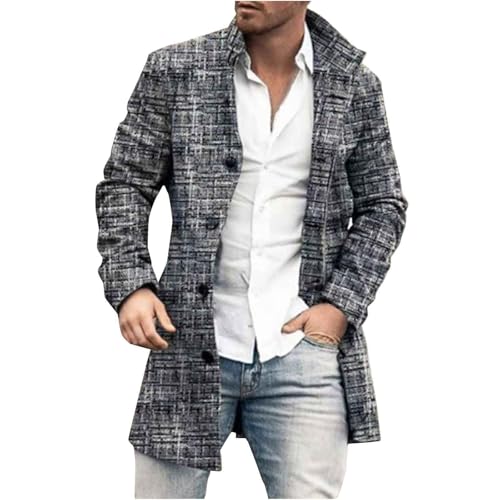 Generisch Kurzmantel Herren Leichte DüNne Wintermantel Trenchcoat - Stehkragen Slim Fit Cardigan Business Mantel - Elegant üBergangsjacke Mit Knopf Herbstjacke Freizeitjacke Herrenjacke von Generisch