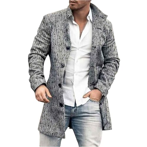 Generisch Kurzmantel Herren Leichte DüNne Wintermantel Trenchcoat - Stehkragen Slim Fit Cardigan Business Mantel - Elegant üBergangsjacke Mit Knopf Herbstjacke Freizeitjacke Herrenjacke von Generisch