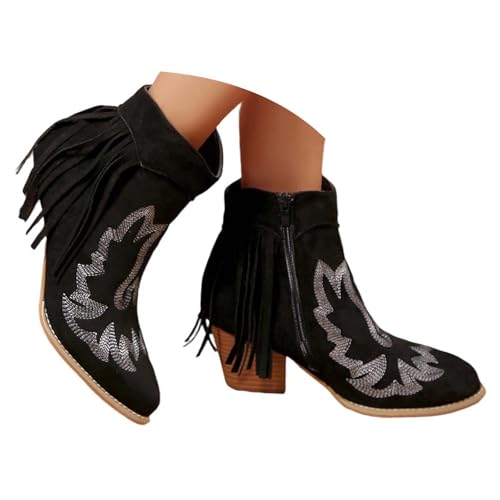 Generisch Kurzstiefel Damen Ankle Boots mit Zipper Stiefeletten Retro Stiefel Fransen Trachtenschuhe Herbst Winter Knöchelstiefel Elegant Schlupfstiefel Reitstiefel Freizeitschuhe Generisch Kurzstiefel Damen Ankle Boots mit Zipper Stiefeletten Retro Stiefel Fransen Trachtenschuhe Herbst Winter Knöchelstiefel Elegant Schlupfstiefel Reitstiefel Freizeitschuhe von Generisch
