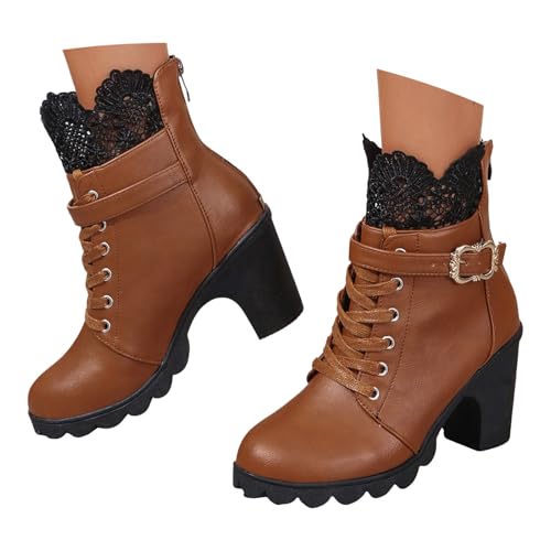 Generisch Kurzstiefeletten Damen Mitte Absatz Bequem Damenstiefel Mit Reißverschluss Westernstiefel Frühling Stiefeletten Blockabsatz Übergangsstiefel Elegante Alltagsstiefel Kurzstiefel von Generisch