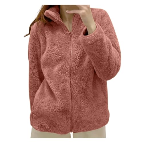 Generisch Kuscheljacke Damen, Teddyjacke Fleecejacke Damen Warm Elegant Kapuzenpullover Wintermantel Kuscheljacke Outdoor Mantel Herbstjacke Winterjacke Mit Taschen von Generisch