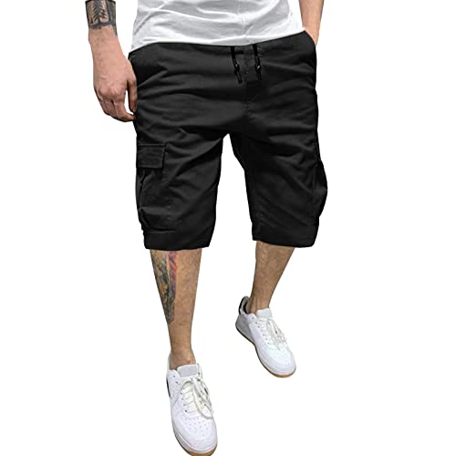 Generisch Lässig einfarbig Kurze Hosen Herren Cargo Shorts Sommer Freizeithose Jogginghose Kurze Elastische Taille Chino Shorts Bermuda Shorts Herren Mit Taschen Cargoshorts Sommer von Generisch