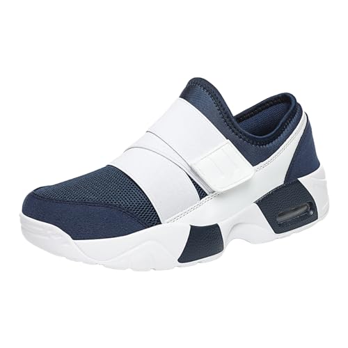 Generisch Lässige Damen-Sneaker Mesh-Flyweave mit weicher Sohle dickem Boden, atmungsaktiv, große Freizeitschuhe (Blue, 38) von Generisch