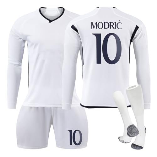 Generisch Langarm R.Madrid 23/24 Hause/Auswärts Fußball Trikots Shorts Socken Set für Kinder/Erwachsene, Bellingham Trikot, Vinicius jr Trikot, Fussball Jersey Trainingsanzug Junge Herren von Generisch