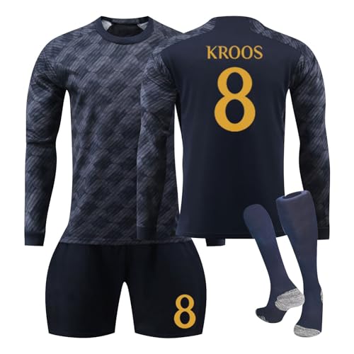 Generisch Langarm R.Madrid 23/24 Hause/Auswärts Fußball Trikots Shorts Socken Set für Kinder/Erwachsene, Bellingham Trikot, Vinicius jr Trikot, Fussball Jersey Trainingsanzug Junge Herren von Generisch