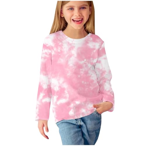 Generisch Langarmshirts für Mädchen Baumwolle Bedrucktes Tie-Dye T-Shirt Kinder Niedliche Tops Rundhals Basic Kleidung Elegante Bekleidung Casual Loose Long Sleeve Top Oberteile Mehrfarbig, 9 Jahre von Generisch