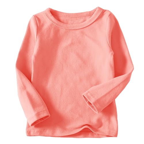 Generisch Langarmshirts für Mädchen Baumwolle Kinder Tops Einfarbig Basic Oberteile Rundhals Regular Kleidung Lässiger Bekleidung Loose Long Sleeve Top Kleinkind Thermoshirt Wassermelone rot, 10 Jahre von Generisch