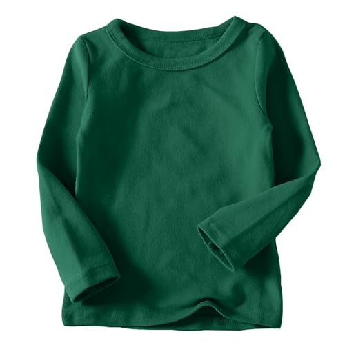 Generisch Langarmshirts für Mädchen Baumwolle Kinder Tops Einfarbig Basic Oberteile Rundhals Regular Kleidung Lässiger Bekleidung Loose Long Sleeve Top Shirt Kleinkind Thermoshirt Armeegrün, 2 Jahre von Generisch