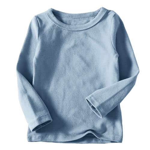 Generisch Langarmshirts für Mädchen Baumwolle Kinder Tops Einfarbig Basic Oberteile Rundhals Regular Kleidung Lässiger Bekleidung Loose Long Sleeve Top Shirt Kleinkind Thermoshirt Hellblau, 10 Jahre von Generisch