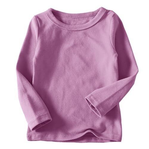 Generisch Langarmshirts für Mädchen Baumwolle Kinder Tops Einfarbig Basic Oberteile Rundhals Regular Kleidung Lässiger Bekleidung Loose Long Sleeve Top Shirt Kleinkind Thermoshirt Lila, 3 Jahre von Generisch