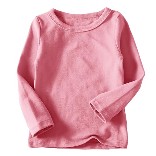 Generisch Langarmshirts für Mädchen Baumwolle Kinder Tops Einfarbig Basic Oberteile Rundhals Regular Kleidung Lässiger Bekleidung Loose Long Sleeve Top Shirt Kleinkind Thermoshirt Pink, 6 Jahre von Generisch