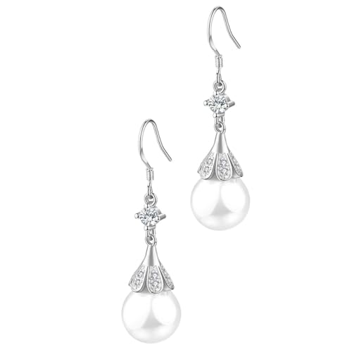 Generisch Lange Retro Perlenohrringe Damen Silber Hängend Tropfenform Stilvolle Statement Ohrstecker Modisch Alltags Party Schmuck von Generisch