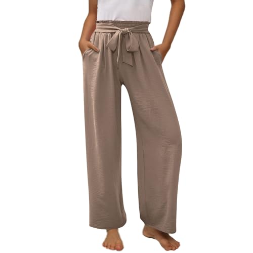 Generisch Lange Sommerhose Kinder Mädchen Leicht Bequem Strandhose Baumwolle Leinen Stoffhose Elegant Weites Bein Hosen Sommer Bequem Freizeithosen Lässige Business Jogginghose Hohe Taille Hose von Generisch