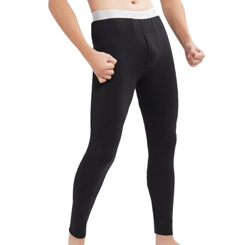 Generisch Lange Unterhosen Herren Winter - Lange Unterhose Männer mit Eingriff und Thermo Weichem Innenfleece Leggings Bottoming Stretchbund Winddicht Thermounterhose Thermohose Lange Unterhose von Generisch