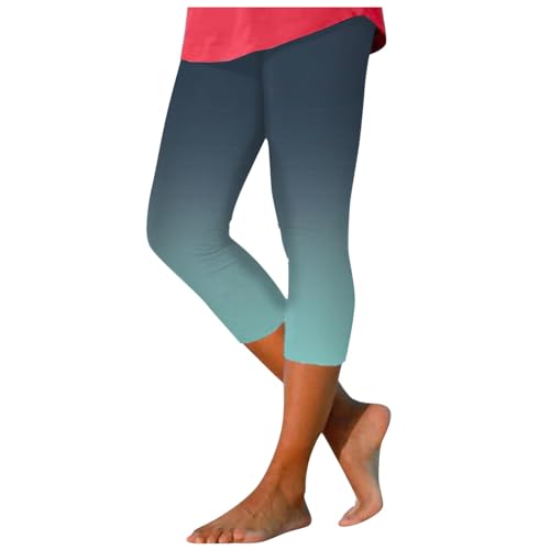 Generisch Laufhose 3/4 Damen, Sport Leggings Damen 3/4 Schlupfhose Sommer Yogahose Stretch Dreiviertel Blickdichte Caprihose Große Größen Sporthose Sportleggins Sportbekleidung von Generisch