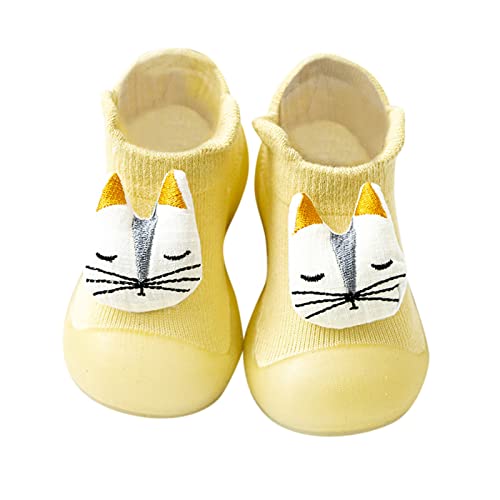 Generisch Lauflernsocken Hausschuhe Bodensocken Kinder Säugling Neugeborenes Schuhe Niedlichen Cartoon Tiere Weiche Sohlen Erste Antirutschschuhe Sneaker Kinderschuhe Jungen (Yellow, 20 Infant) von Generisch