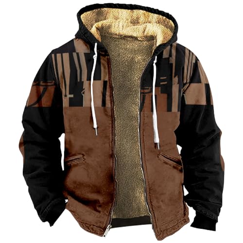 Generisch Leather Jacket Men, Herren Personalisiert Lässig Druck Lange Ärmel Reißverschluss Pullover Dicke Baumwolle Anzug Winter Regenjacke Xxl Fahrradweste Damen Biker Jacke Jeans Weste (XL, Black) von Generisch