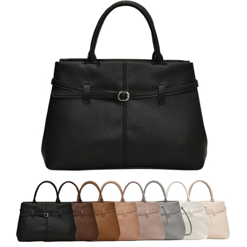 Generisch Leather Tote Bag for Women, Womens Large Tote Bag with Zipper Top Handle Bags Hobo Purses for Work, Travel, Gym (Black,One Size) von Generisch