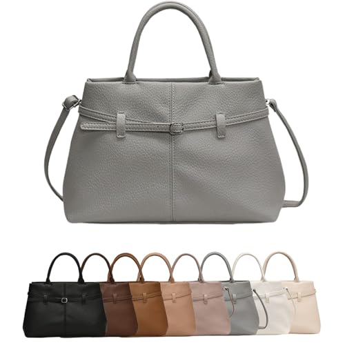 Generisch Leather Tote Bag for Women, Womens Large Tote Bag with Zipper Top Handle Bags Hobo Purses for Work, Travel, Gym (Gray,One Size) von Generisch